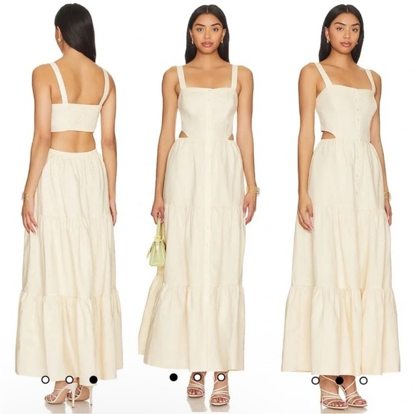 Paige Shadi Dress in Antique Paper Size M- Long Tiered Dress $279 NWOT linen - Picture 1 of 16